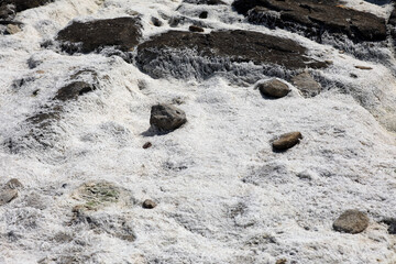 White deposits on the coast in Bretagne Brittany