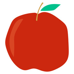 Flat apple hand drawn vector illustration. Ripe fruit, juicy organic food abstract drawing isolated on pastel beige background. Trendy home decor. Modern color print