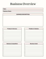 Simple Pink  and Beige Minimalist  Planner Business Overview