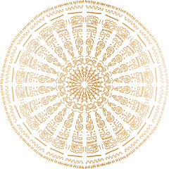 Transparent hand-drawn drawing of mandala in gold colors