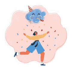 Happy sporty woman jogging outdoors