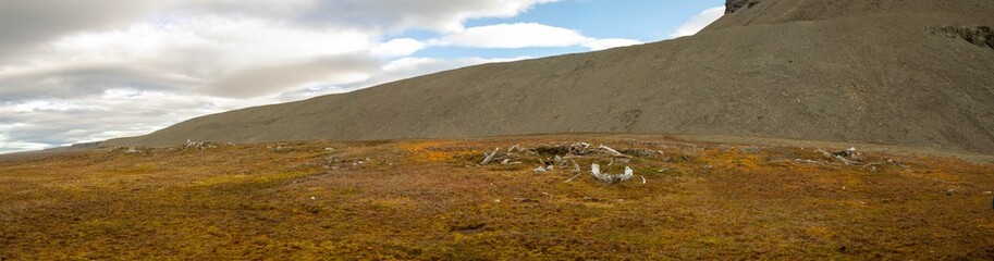 Fototapeta na wymiar Panorama of Thule site on Caswell Tower, Nunavut, Canada