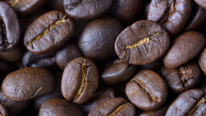 Close up coffee beans on natural light. 