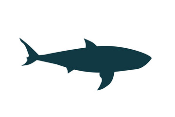 Blue shark silhouette on transparent background