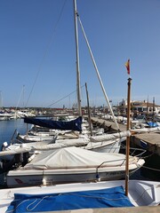 Sailing boats in the Port of Colonia Sant Jordi, Mallorca, Balearic Islands, Spain