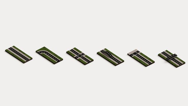 Realistic Asphalt road structure cross section diagrams in Isometric view for Urban design and Engineering
