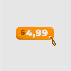 $4.99 price tag icon vectorized orange