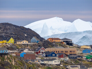 Ilulissat, formerly Jakobshavn or Jacobshaven, in western Greenland north of the Artic Circle.