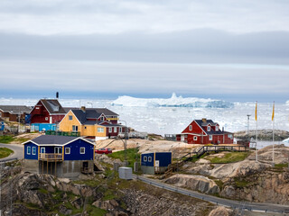 Ilulissat, formerly Jakobshavn or Jacobshaven, in western Greenland north of the Artic Circle.