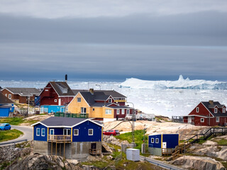 Ilulissat, formerly Jakobshavn or Jacobshaven, in western Greenland north of the Artic Circle. © Luis