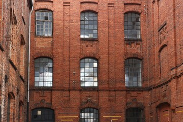 Built of red brick, an abandoned factory building in Żyrardów.