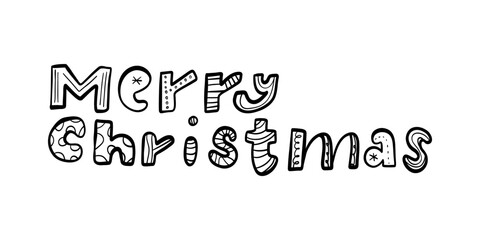 New year vector. Merry Christmas quote. Hand drawn xmas silhouette. Cute illustration. Modern minimal stylized concept. Calligraphy doodle sign. Lettering clipart. Tag paint