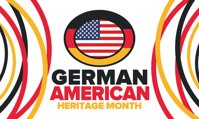 German-American Heritage Month. Happy holiday celebrate annual in October. Germany and United States flag. Culture month. Patriotic design. Poster, card, banner, template. Vector illustration