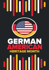 German-American Heritage Month. Happy holiday celebrate annual in October. Germany and United States flag. Culture month. Patriotic design. Poster, card, banner, template. Vector illustration