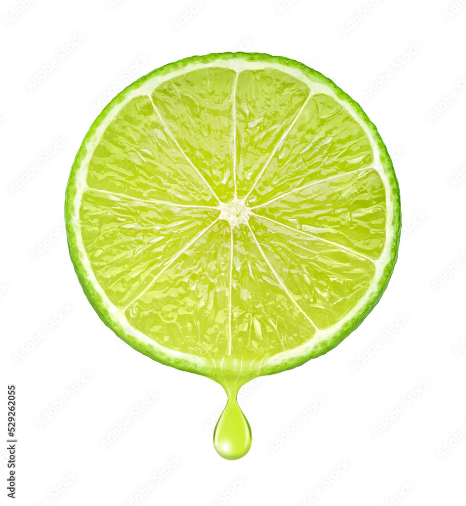 Aufkleber slice of lime with drop of juice cut out