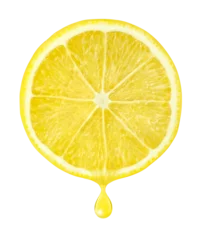 Foto op Plexiglas Slice of lemon with drop of juice cut out © ChaoticDesignStudio