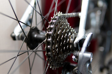 
bike sport. gearshift star on a bicycle. chain on a bike.