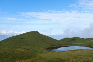 Fototapeta na wymiar landscape with hill and lake, Pico Island