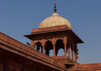 Fototapeta na wymiar balcony on wall of Jama Masjid mosque in Old Delhi