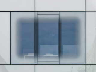 Front view of a window of a modern business building