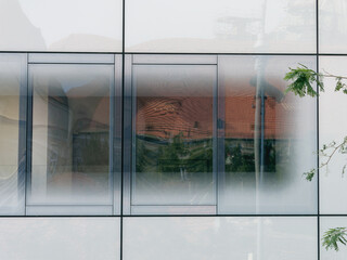 Front view of a window of a modern business building