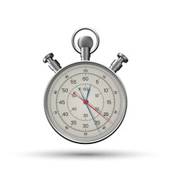 Fototapeta na wymiar Stopwatch chronometer. Vector illustration of a realistic chronometer stopwatch on a white background. Sketch for creativity.
