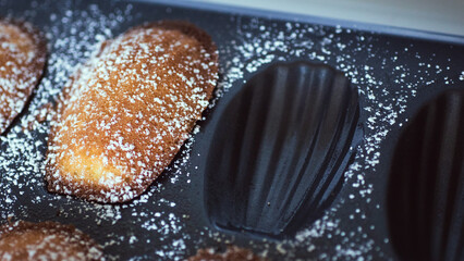 close up of a Madeleine cookie