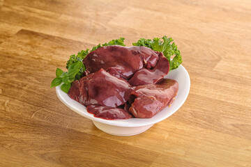 Raw chicken liver in the bowl