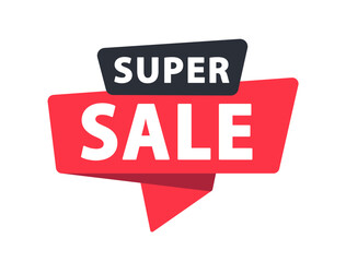 Super Sale - Banner, Speech Bubble, Label, Sticker, Ribbon Template. Vector Stock Illustration