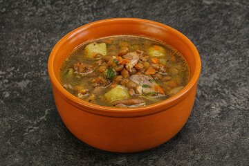 Lentil soup with chicken and vegetables