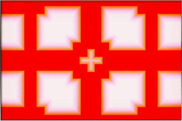 Obraz premium Abstract, Red and White Shapes, Patterns and Shades, within a Border digital art