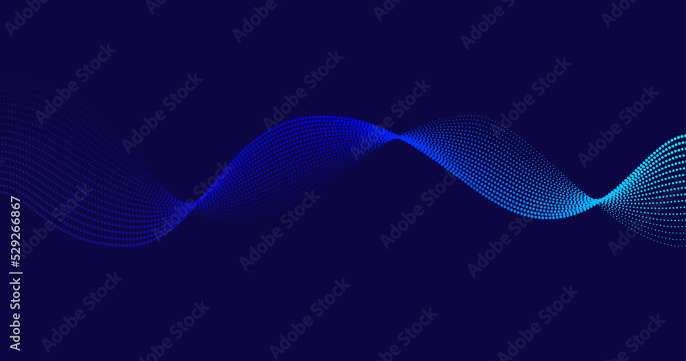 Poster wave stripe line with blue ray light shape with molecule structure polygonal with network connection