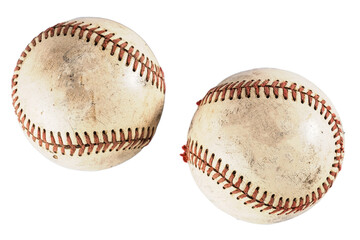 Baseball isolated on white background for retro vintage style ball used in sport closeup