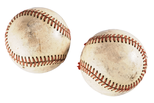 Baseball isolated on white background for retro vintage style ball used in sport closeup