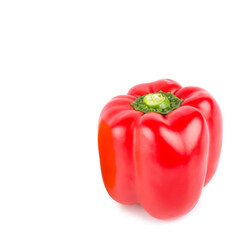 Red sweet pepper isolated on white. Free space for text.