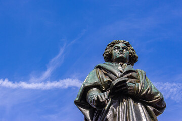 Fototapeta na wymiar Restored statue of Ludwig van Beethoven