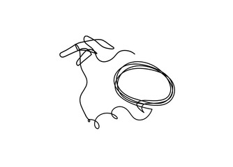 Abstract hand with comment as line drawing on white background - obrazy, fototapety, plakaty