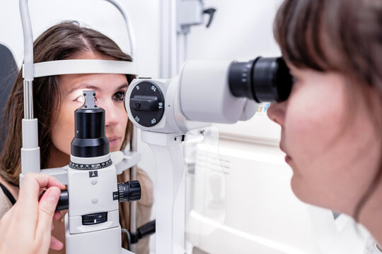 Ophthalmologist and patient during eye examination