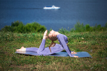 Fitness exercises. Sports woman doing gymnastics