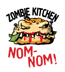 Halloween t-shirt design with tasty burger 