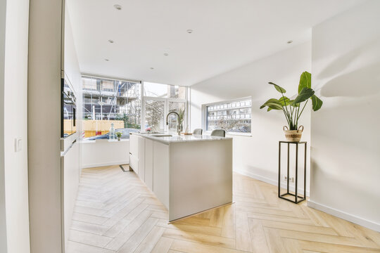 modern white kitchen on a luxury house