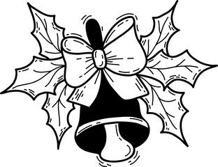 bell with bow and leaves