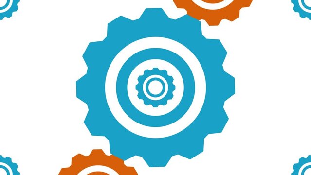animated blue gear shape spinning fast
