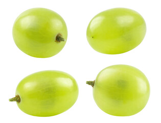 Grapes isolated set. Collection of green grapes on a white background. Fresh fruits.