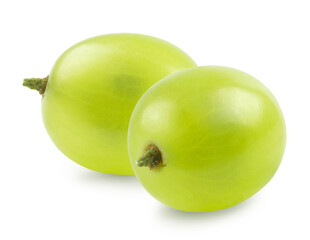 Grapes isolated. Two green grapes on a white background. Fresh fruits.