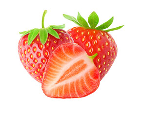 Isolated cut strawberries top view