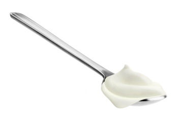 Greek yogurt on spoon cut out