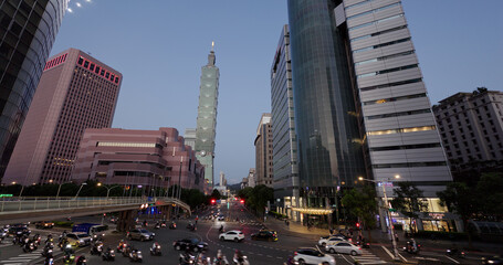 Taipei city street at night