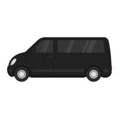 Minivan icon. Passenger small minibus. Color silhouette. Side view. Vector simple flat graphic illustration. Isolated object on a white background. Isolate.