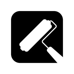 Paint roller icon. Painting. Black silhouette. Front side view. Vector simple flat graphic illustration. Isolated object on a white background. Isolate.
